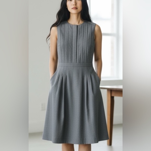 J. Crew 100% Wool Jumper Dress fully lined, hidden button placket, Sz 2, pleated - Picture 11 of 11